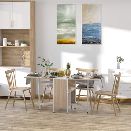 Salokāms ēdamgalds ar plauktiem, ozols un balts, 169x60x75 cm