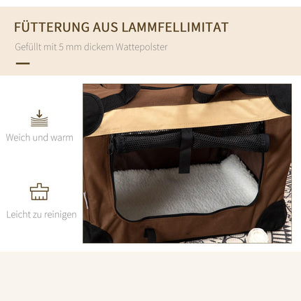 Salokāma suņu kaste, suņu soma, transportēšanas soma ar spilvenu, minimāliem suņiem līdz 4 kg, āra lietošanai, brūna