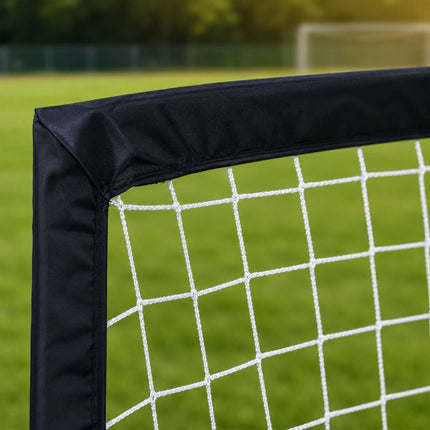 Salokāmu futbola vārtu komplekts, melns, ar pārnēsāšanas somu