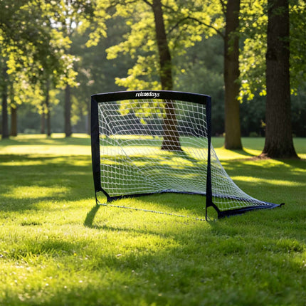 Salokāmu futbola vārtu komplekts, melns, ar pārnēsāšanas somu