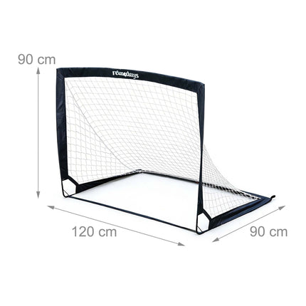 Salokāmu futbola vārtu komplekts, melns, ar pārnēsāšanas somu