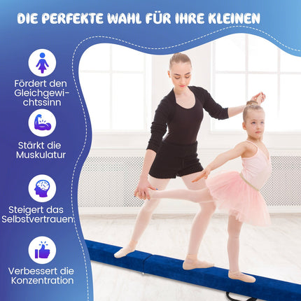 Salokāma vingrošanas līdzsvara sija bērniem, 270 cm, zila
