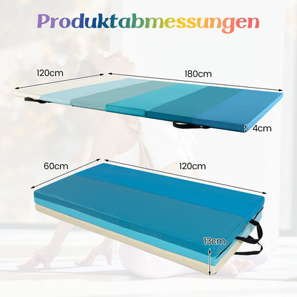 Salokāms vingrošanas paklājiņš 180x120 cm, zils, PU putas