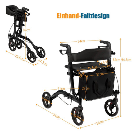 Salokāms, viegls alumīnija rollators, regulējams augstums
