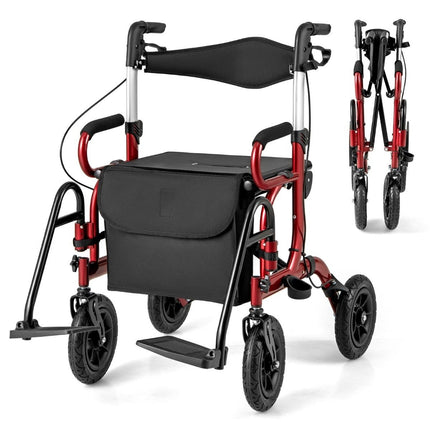 Salokāms, viegls rollators ar pneimatiskajām riepām un sēdekli