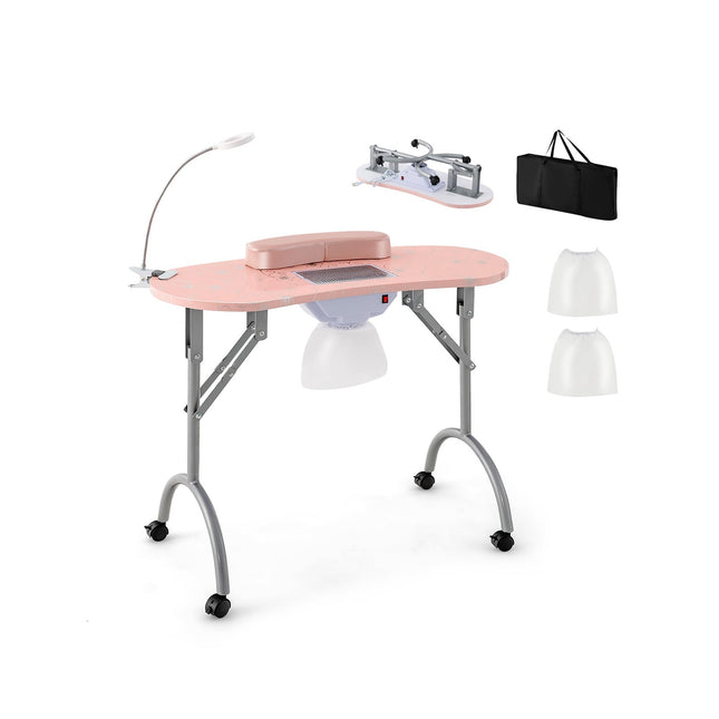 Salokāms manikīra galds ar putekļu savācēju un LED lampu