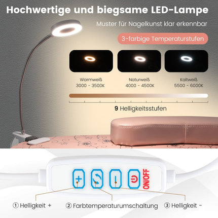 Salokāms manikīra galds ar putekļu savācēju un LED lampu