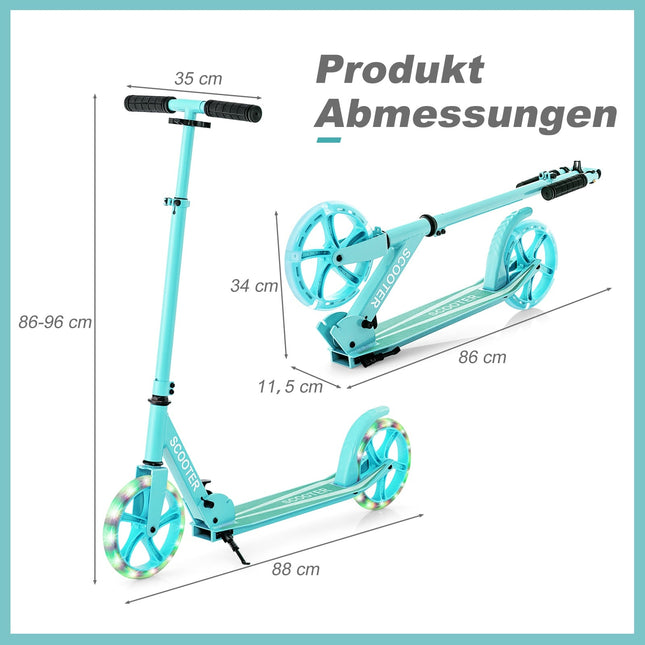 Salokāms skrejritenis ar 110 kg celtspēju, regulējamiem LED riteņiem