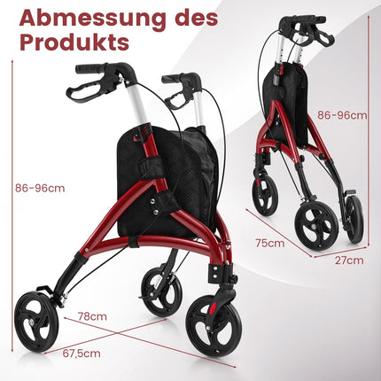 Salokāms ratiņš senioriem - viegls alumīnijs, 20 cm riteņi