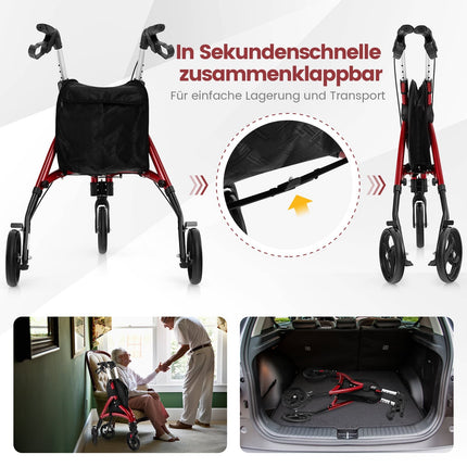 Salokāms ratiņš senioriem - viegls alumīnijs, 20 cm riteņi