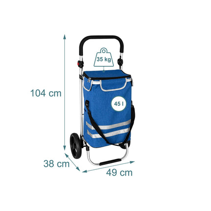 Salokāms iepirkumu ratiņi, 45 l, aukstumsoma, 35 kg ietilpība