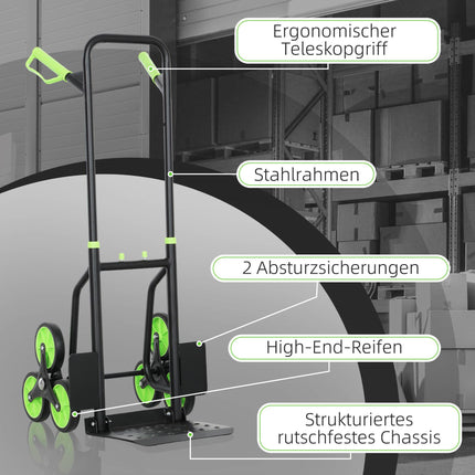 Salokāms rokas ratiņi kāpšanai pa kāpnēm, tērauda rāmis, 120 kg celtspēja