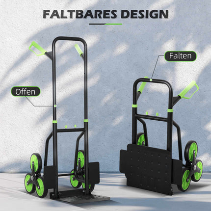 Salokāms rokas ratiņi kāpšanai pa kāpnēm, tērauda rāmis, 120 kg celtspēja