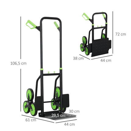 Salokāms rokas ratiņi kāpšanai pa kāpnēm, tērauda rāmis, 120 kg celtspēja