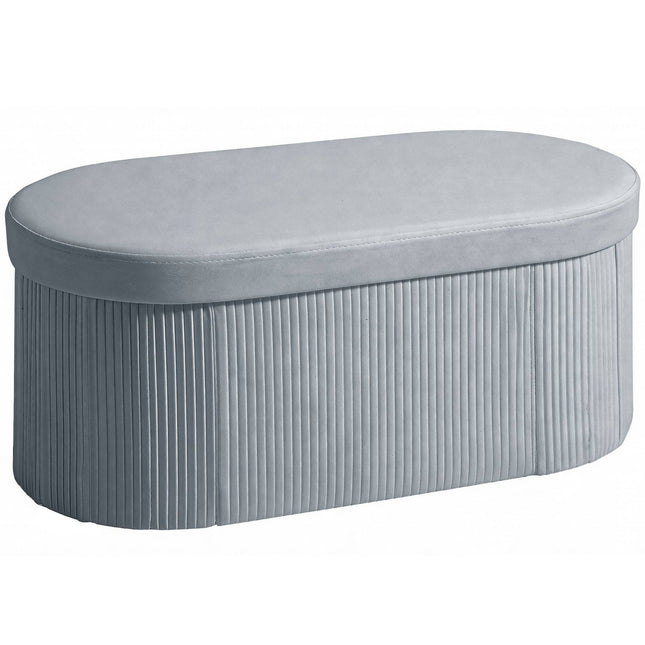 Salokāms uzglabāšanas pufs ar osmaņa funkciju, tumši pelēks samts, 76x38x35 cm