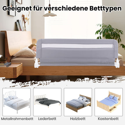 Salokāma bērnu gultas margas, 120 cm, pelēkas, mazgājams pārvalks