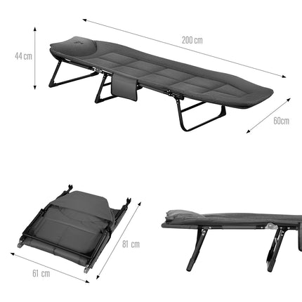 Salokāma tūristu gulta, pelēka, 200 cm