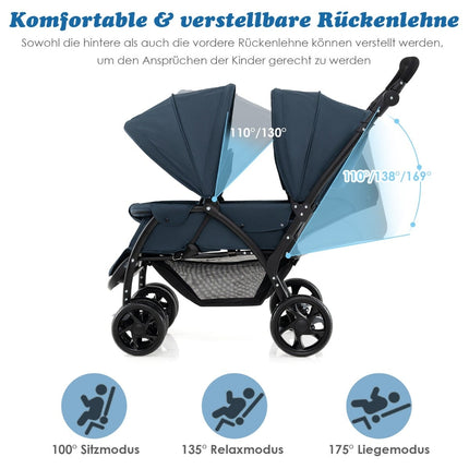 Salokāmi dvīņu ratiņi, regulējama atzveltne, 30 kg celtspēja