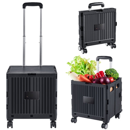 Foldable Utility Cart, 110 lb Capacity, 4 Swivel Wheels