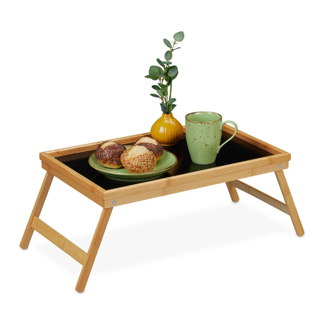 Foldable bamboo bed tray