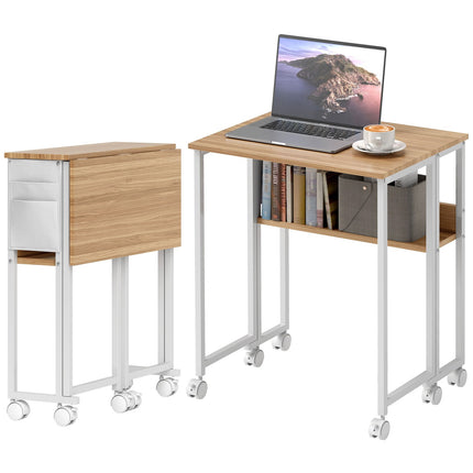 Salokāms rakstāmgalds, pārveidojams par sānu galdiņu, atvērts plaukts, dabīgs