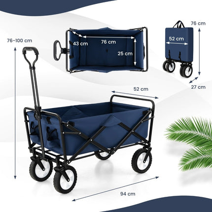 Salokāmi rokas ratiņi ar regulējamu rokturi un krūzīšu turētājiem var izturēt līdz 68 kg iepirkšanās, kempinga vajadzībām, tumši zilā krāsā
