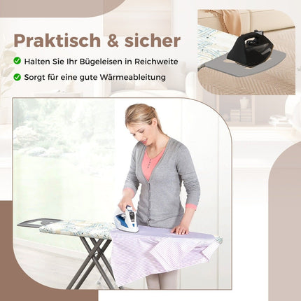 Salokāms gludināmais dēlis ar gludekļa paliktni un 7 regulējama augstuma gludināmais galds ar celtspēju līdz 30 kg, svītrains L
