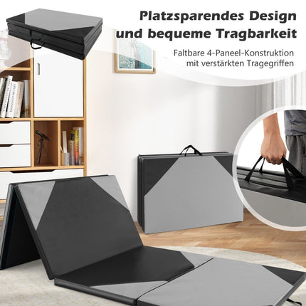 Salokāms treniņu paklājiņš no mākslīgās ādas ar Velcro stiprinājumiem un rokturiem pārnēsāšanai 300 x 117 x 5 cm - pelēks