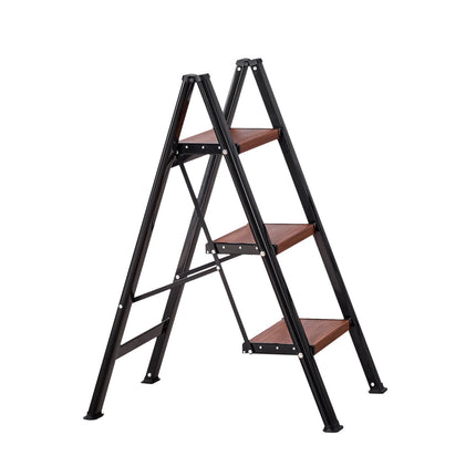 Folding 3-Step Ladder, Wide Anti-Slip Steps, 150 kg
