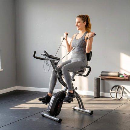 Salokāms 3-in-1 velotrenažieris, Bluetooth LCD, sirdsdarbības ātruma mērītājs, kluss