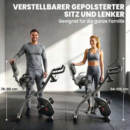 Salokāms 3-in-1 velotrenažieris, Bluetooth LCD, sirdsdarbības ātruma mērītājs, kluss