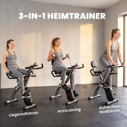Salokāms 3-in-1 velotrenažieris, Bluetooth LCD, sirdsdarbības ātruma mērītājs, kluss