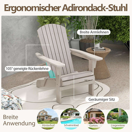 Saliekams Adirondack krēslu komplekts, koks, 180 kg celtspēja, pelēks
