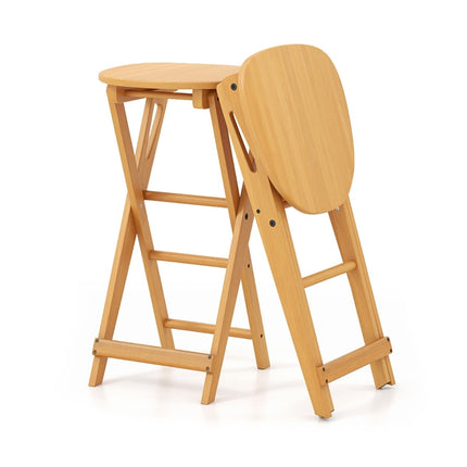 Saliekami bambusa bāra krēsli, 2 gab. komplekts, sēdekļa augstums 61 cm