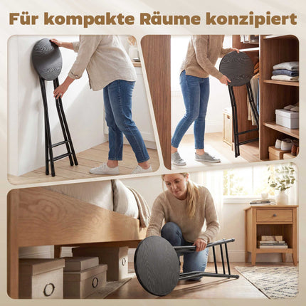 Saliekamie bāra krēsli, tērauda un MDF, 2 gab. komplekts, melni