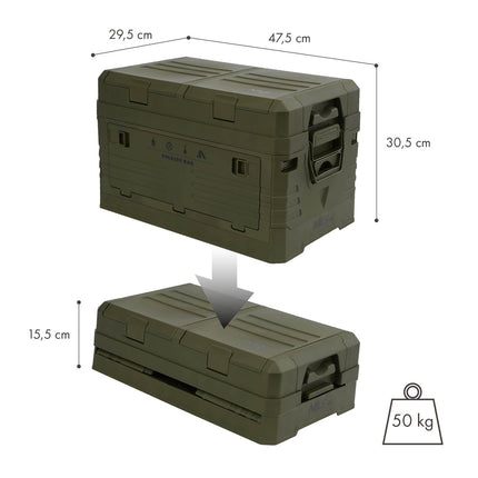 Saliekama kempinga kaste ar vāku, zaļa, 50 l