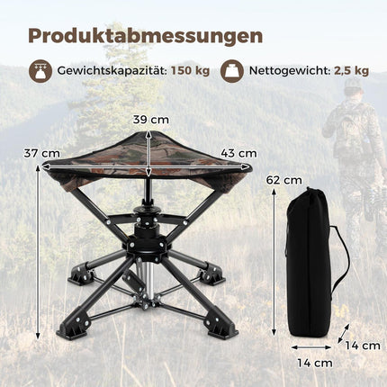 Saliekams kempinga krēsls, 360° grozāms, pret iegrimšanu vērstas kājas