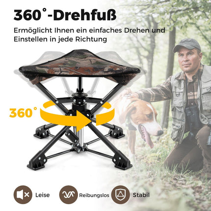 Saliekams kempinga krēsls, 360° grozāms, pret iegrimšanu vērstas kājas