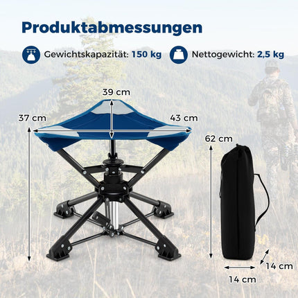 Saliekams kempinga krēsls ar 360° grozāmām un neiegrimstošām kājām