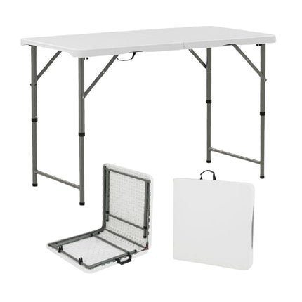 Saliekams kempinga galds 122 cm, regulējams augstums, HDPE virsma
