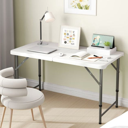 Saliekams kempinga galds 122 cm, regulējams augstums, HDPE virsma