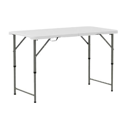 Saliekams kempinga galds 122 cm, regulējams augstums, HDPE virsma
