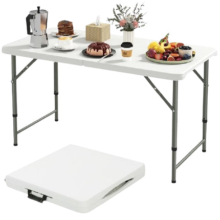 Saliekams kempinga galds 122 cm, regulējams augstums, HDPE virsma