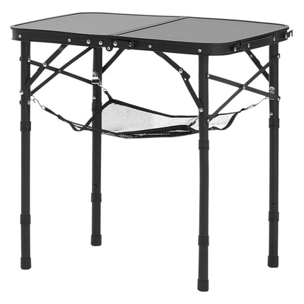 Folding Camping Table, Adjustable Height, 24x16 in, Black