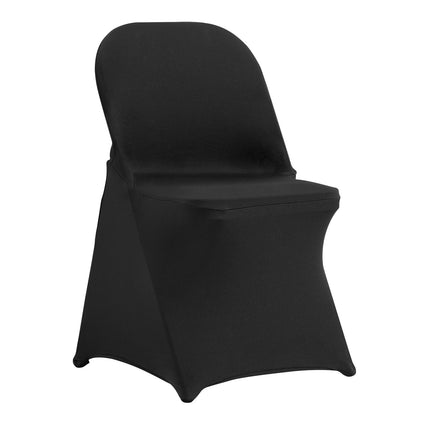 Folding Chair Covers, Stretch Spandex, Washable, 50-Pack Black