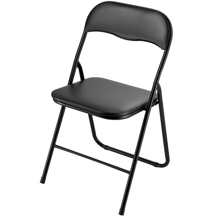 Folding Chairs, 4-Pack PVC Leather Padded, Metal Frame