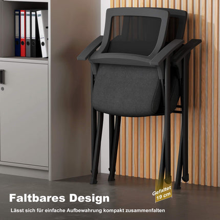 Folding Chairs Set of 2 with Mesh Backrest and Steel Frame, Padded Seat, Black