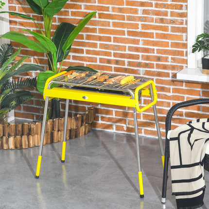 Salokāms ogļu grils, BBQ grils ar 2 grila restēm, grila plāksne, salokāmas kājas, noņemama ogļu paplāte, nerūsējošais tērauds