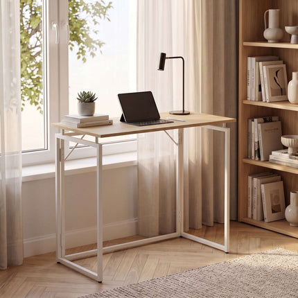 Saliekams rakstāmgalds – dabīgi balts, 100 x 50 cm, koks un tērauds
