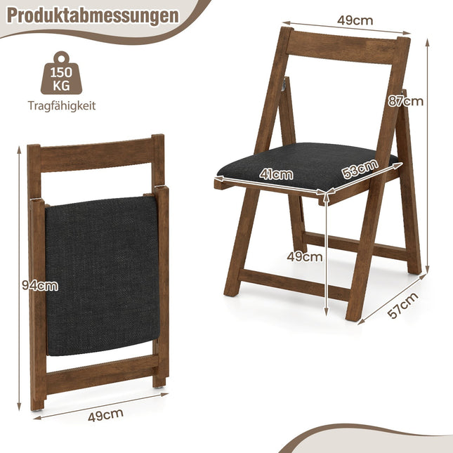 Saliekamo ēdamistabas krēslu komplekts, 2 gab., polsterēti, celtspēja 150 kg